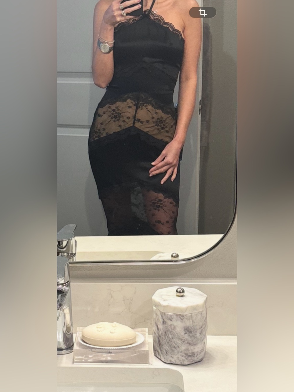 Black Lace Halter Evening Gown
